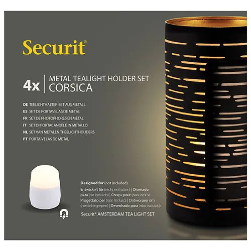Papstar Świecznik Securit® Ø 8 cm x 15 cm czarno-złoty