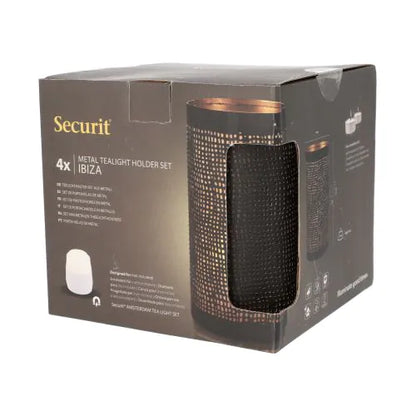 Papstar Świecznik Securit® Ø 8 cm x 15 cm czarno-złoty