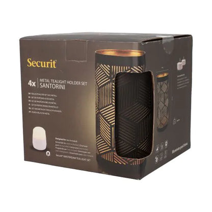 Papstar Świecznik Securit® Ø 8 cm x 15 cm czarno-złoty
