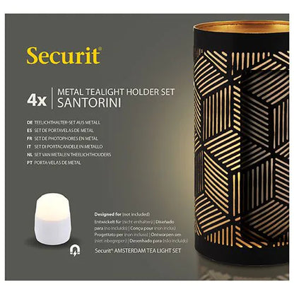 Papstar Świecznik Securit® Ø 8 cm x 15 cm czarno-złoty