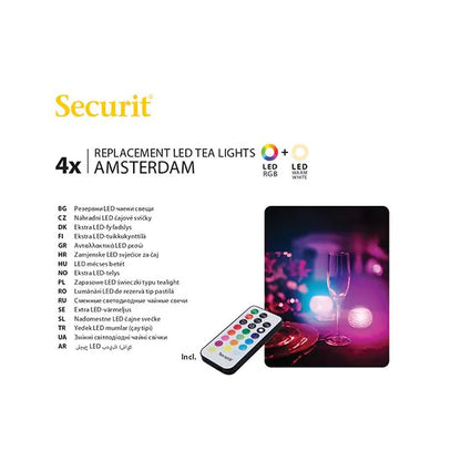 Papstar Zestaw uzupełniający do podgrzewaczy LED Securit® 4 Ø 4 cm x 5 cm „Amsterdam” czas świecenia 12-40 godzin