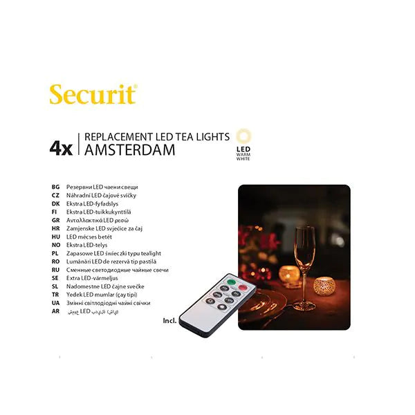 Papstar Zestaw uzupełniający do podgrzewaczy LED Securit® 4 Ø 4 cm x 5 cm „Amsterdam” czas świecenia 12-40 godzin