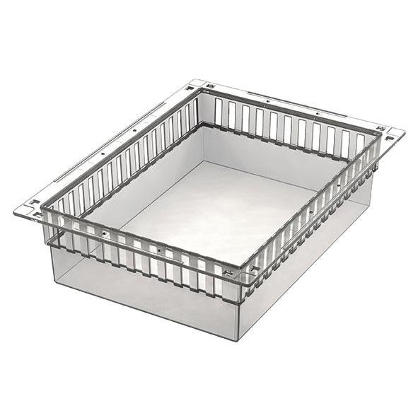 Moduł PC Novocal to przezroczysty, dzielony, prostokątny pojemnik z tworzywa sztucznego z rowkowanymi bokami i płaskim dnem, o wymiarach 400 x 300 x 100 mm (SxGxW) z ogranicznikami wysuwania. Ograniczniki wysuwania - idealne do przechowywania i organizacji komputerów. Opakowanie: 1 sztuka.