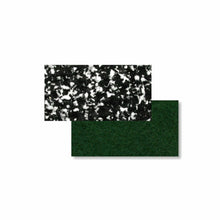 Dwa prostokątne pady Arcora Pu-Handpads od Arcora International GmbH (pudełko 10 sztuk) do sprzątania budynków nakładają się na białym tle: górny pad jest czarny z białymi plamkami, dolny jest jednolicie ciemnozielony.