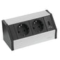 Novocal Smart Power Outlet Allrounder posiada dwa uziemione gniazdka europejskie, port ładowania USB oraz srebrno-czarny design z napisem "EVOline" na prawym dolnym rogu przedniej strony. W zestawie kabel H05; 1 sztuka na opakowanie.