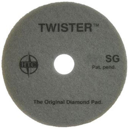 Twister Pad 10000 od Diversey Deutschland GmbH & Co. OHG to okrągła, szara podkładka z otworem pośrodku, idealna do czyszczenia i polerowania twardych podłóg.