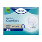 Opakowanie wkładki TENA Comfort Ultima od Essity Deutschland GmbH jest pokazane. Widać na nim logo TENA, trzy krople symbolizujące maksymalną chłonność oraz zdjęcie produktu. Opakowanie podkreśla cechy takie jak technologia FeelDry i właściwości przyjazne dla skóry.