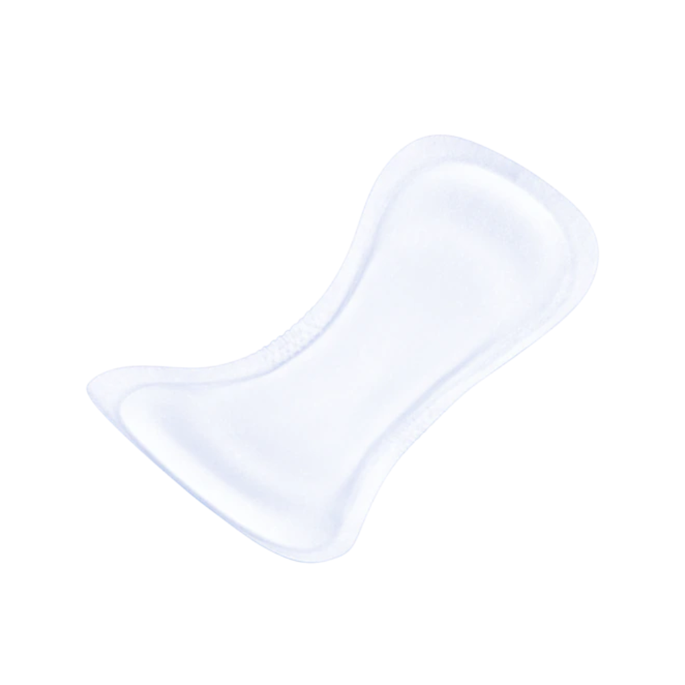 Eine weiße, ergonomisch geformte Einlegesohle, die das Fußgewölbe stützt und Komfort bietet. Sie ist konturiert und hat eine glatte Oberfläche, ideal für Menschen mit Blasenschwäche. Das fragliche Produkt ist TENA Lady Super Inkontinenzvorlage | Packung (30 Stück) von TENA.