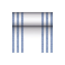 Jako część „ROYAL Collection“ firmy PAPSTAR GmbH, ten bezszwowy wzór pokazuje pionowe niebieskie paski na białym tle. Mieszanka PV-Tissue zapewnia trwałość przy jednoczesnej elegancji, z równomiernie rozmieszczonymi paskami, które tworzą symetryczny i zrównoważony wygląd, co sprawia, że ​​idealnie nadaje się do każdego bieżnika stołowego podobnego do tkaniny od PAPSTAR.