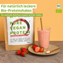 Organiczne wegańskie białko w proszku truskawkowe bez soi