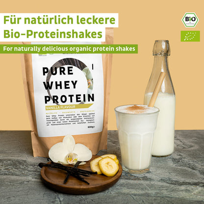 Organiczne białko serwatkowe w proszku waniliowe