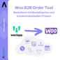 Infografika dla narzędzia zamówień B2B Shopify od Altruan pokazuje logotypy Altruan i Shopify oraz podkreśla integrację Shopify. Niemiecki tekst wyjaśnia funkcje takie jak ceny indywidualne dla klientów, przypomnienia o zamówieniach i ceny niestandardowe z wyraźnymi ikonami.