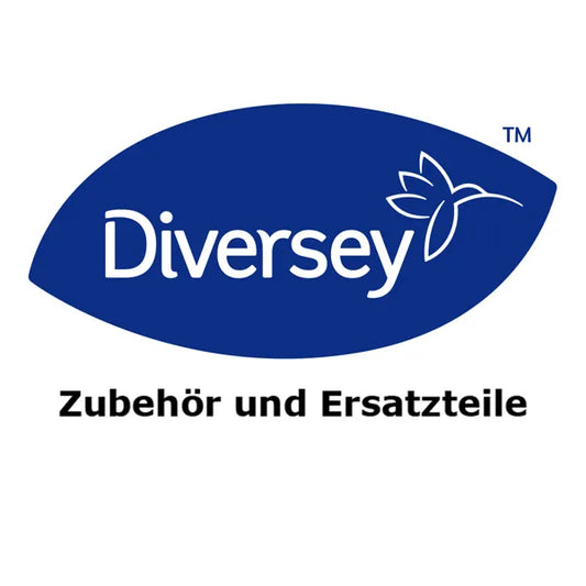 Das Logo der Diversey Deutschland GmbH & Co. OHG - ein blaues Oval mit weißem Kolibri und darunter "Zubehör und Ersatzteile" - findet sich auf den DI Protect Türe links, | Packung (1 Stück), perfekt zur Bewerbung von Türschutz-Lösungen.