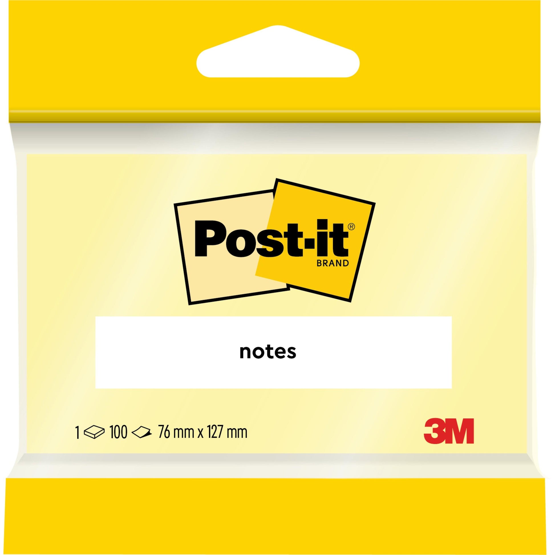 Eine Packung Post-it® Notes, Gelb (76 mm x 127 mm, 100 Blatt/Block), von 3M Deutschland GmbH. Enthält einen Block mit gelben Notizen und ist zu 100% PEFC-zertifiziert - ein unverzichtbarer Büroartikel für jeden Arbeitsplatz.