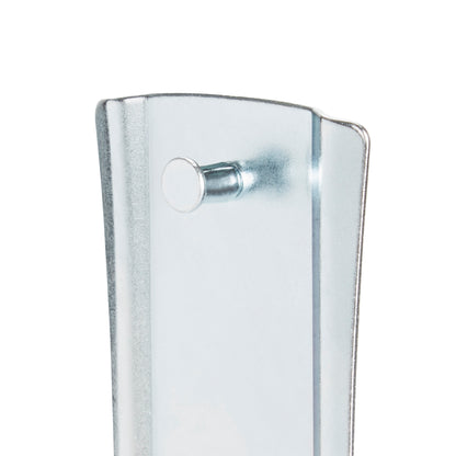 Zbliżenie na Command™ Bildernagel 17047 (srebrny, do 2,2 kg nośności) firmy 3M Deutschland GmbH na szczotkowanym metalu, idealny do wieszania obrazów bez wiercenia, sfotografowany na białym tle.