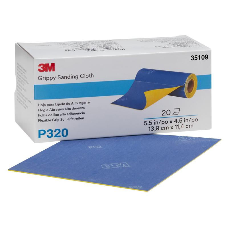 Paski ścierne 3M™ z elastycznym uchwytem, ​​139 mm x 114 mm, perforowane na rolce po 20 pasków, P320, 35109 | Opakowanie (1 rolka)