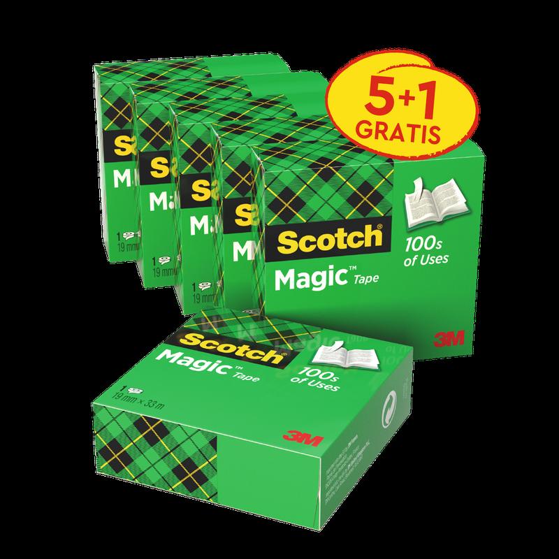 Niewidoczna taśma Scotch® Magic™, opakowanie 6 rolek 19 mm x 33 m | Opakowanie (6 rolek)
