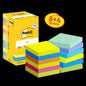 Karteczki Post-it®, kolekcja Energetic, 76 mm x 76 mm, promocja, 90 arkuszy/bloczek, 8 bloków + 4 gratis/opakowanie, opakowanie kartonowe, 100% PEFC, SGSCH-PEFC-COC-110078 | Opakowanie (12 sztuk)