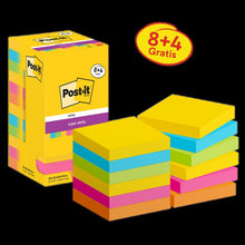 Karteczki samoprzylepne Post-it®, kolekcja karnawałowa, 76mm x 76mm, promocja, 90 arkuszy/bloczek, 8 bloków + 4 gratis/opakowanie, opakowanie kartonowe, 100% PEFC, SGSCH-PEFC-COC-110078 | Opakowanie (12 sztuk)