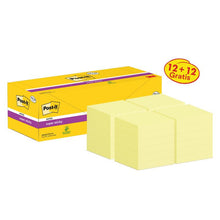 Karteczki samoprzylepne Post-it®, żółte, 76mm x 76mm, promocyjne, 90 arkuszy/bloczek, 12 bloków + 12 gratis/opakowanie, opakowanie kartonowe, 100% PEFC, SGSCH-PEFC-COC-110078 | Opakowanie (24 sztuki)