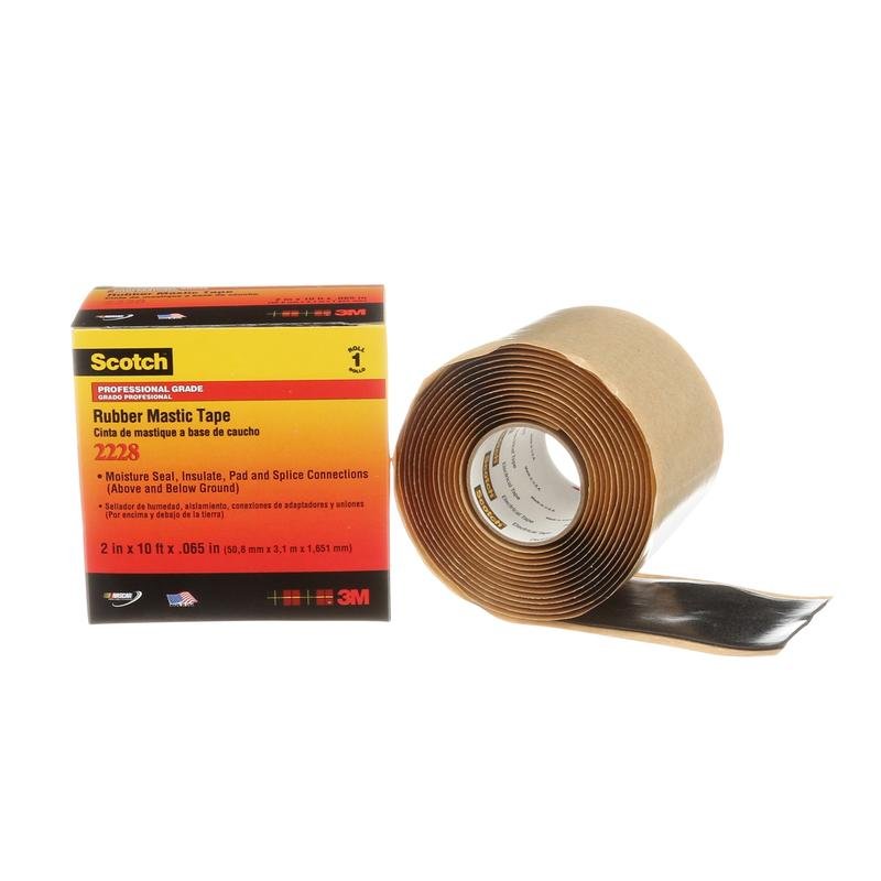 Taśma z kauczuku butylowego Scotch® 2228, samowtapialna, czarna, 50,8 mm x 3 m, 1,65 mm | Opakowanie (1 rolka)