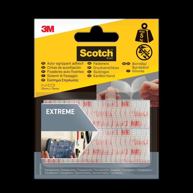 Taśma samoprzylepna Scotch® Extreme Fastener, przezroczysta RF67300 01SE, 25mm x 76mm, 2 zestawy | Opakowanie (2 sztuki)