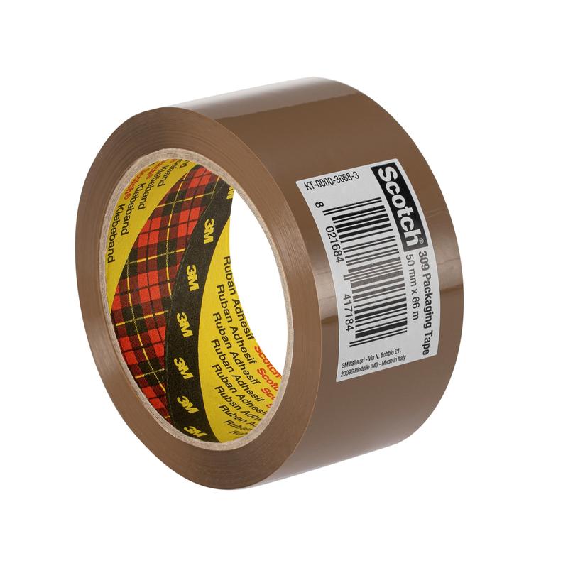Taśma pakowa Scotch® PP 309, brązowa, 50 mm x 66, 0,05 mm | Opakowanie (1 rolka)