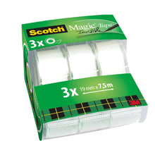 Taśma niewidoczna Scotch® Magic™, 3 rolki 19 mm x 7,5 m z ręcznym dozownikiem | Opakowanie (3 rolki)