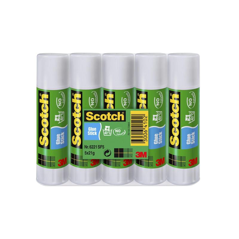 Scotch® Klej permanentny w sztyfcie 5 sztyftów 21g | Opakowanie (1 zestaw)