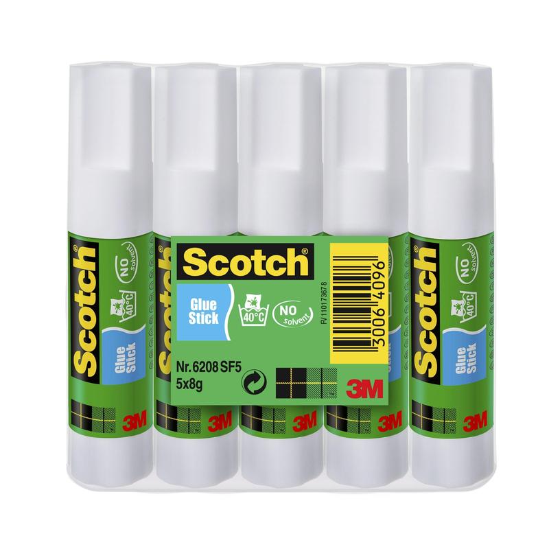 Scotch® Klej permanentny w sztyfcie 5 sztyftów 8g | Opakowanie (1 zestaw)